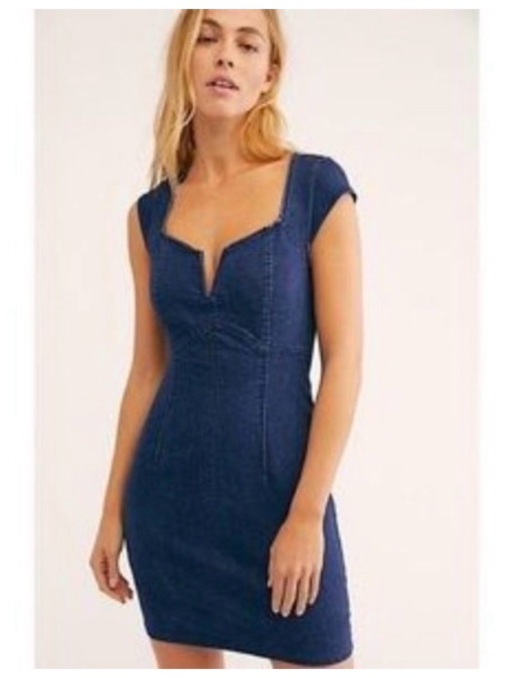 Free People Denim Sweetheart Mini Dress